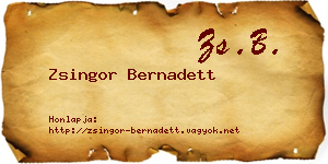 Zsingor Bernadett névjegykártya